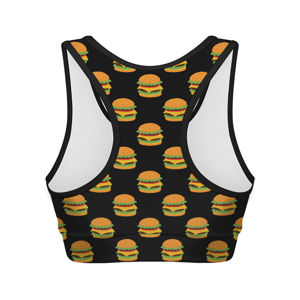 Cute Hamburger Pattern Print Women's Sports Bra