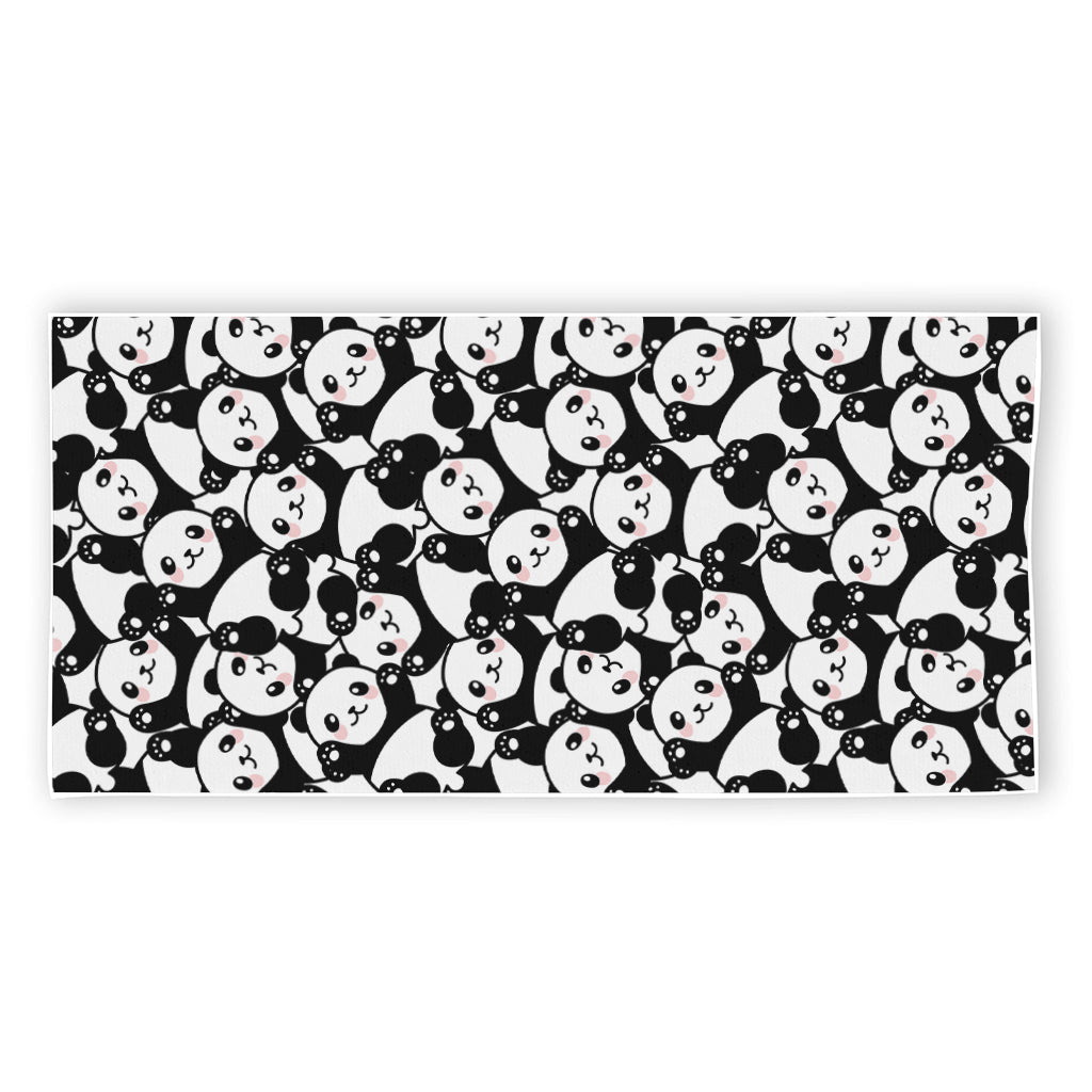 Cute Happy Panda Pattern Print Beach Towel