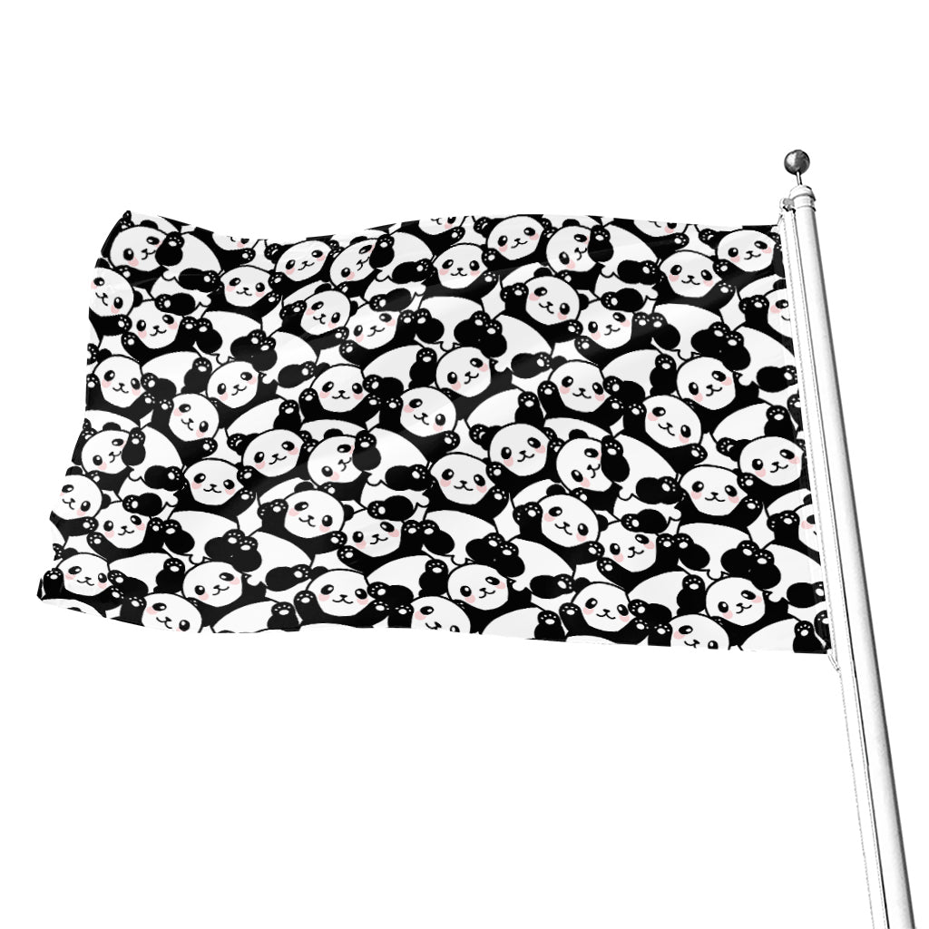 Cute Happy Panda Pattern Print Flag