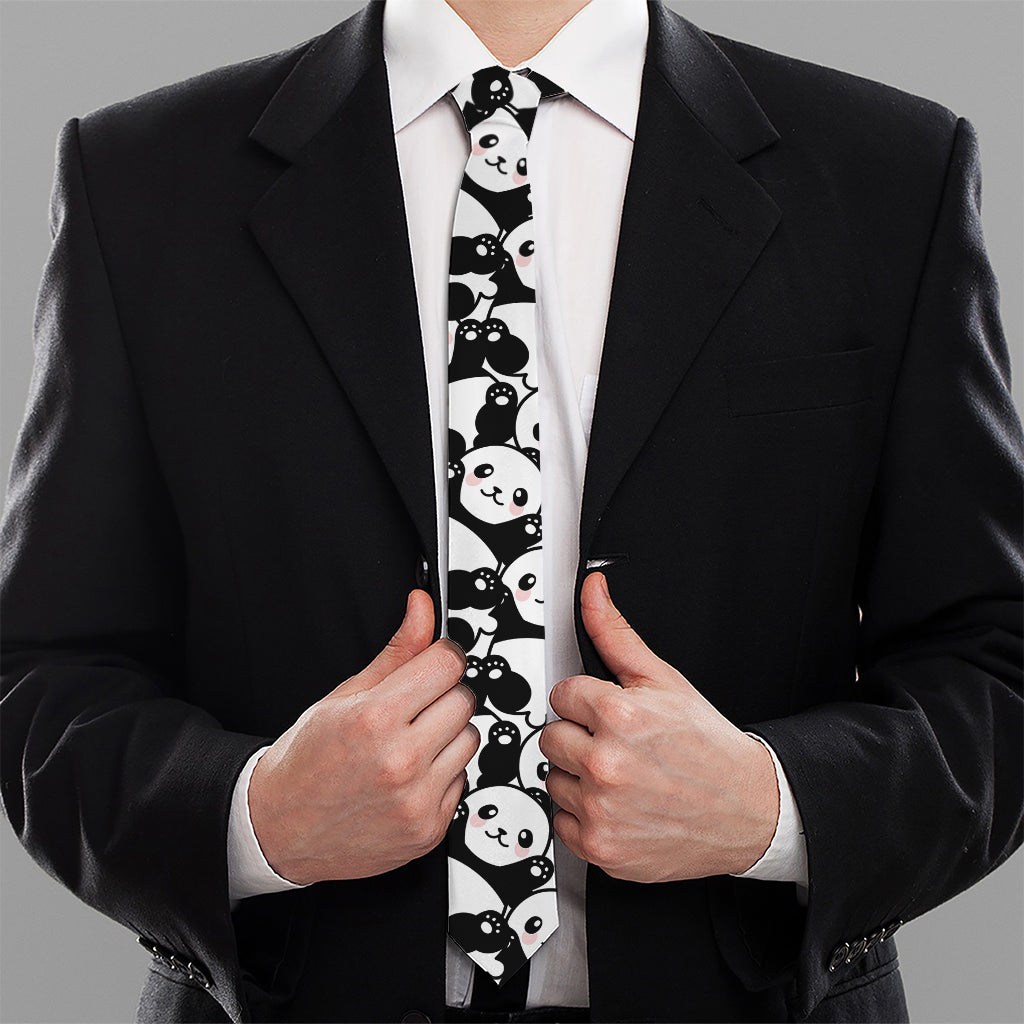 Cute Happy Panda Pattern Print Necktie