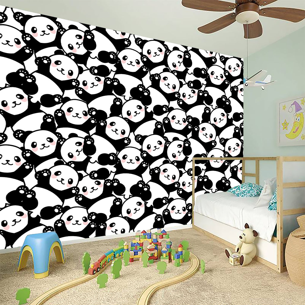 Cute Happy Panda Pattern Print Wall Sticker