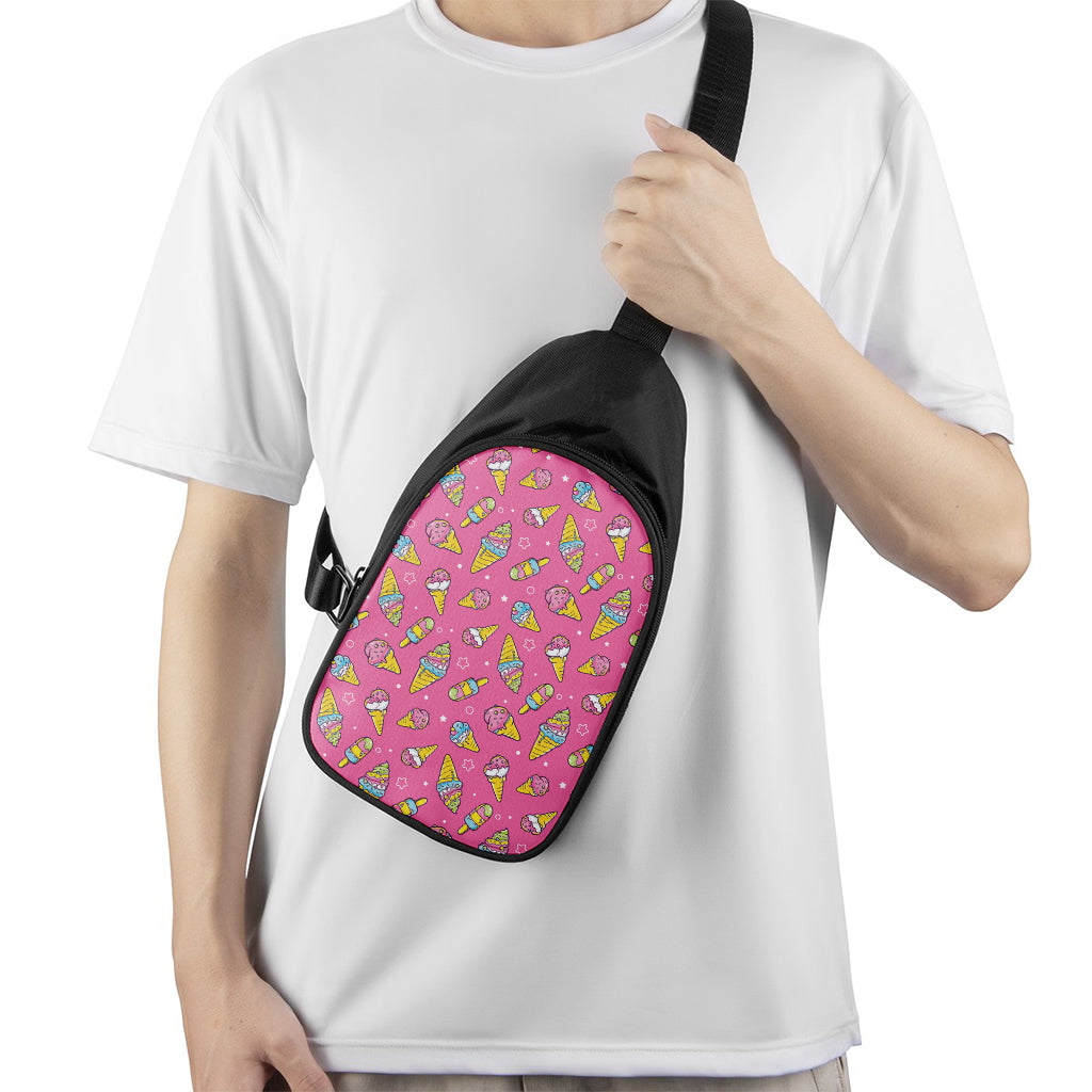 Cute Ice Cream Pattern Print Chest Bag