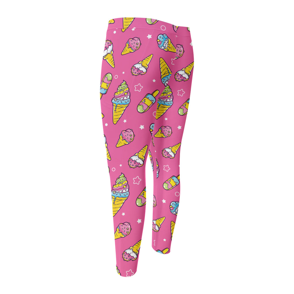 Cute Ice Cream Pattern Print Men's Compression Pants