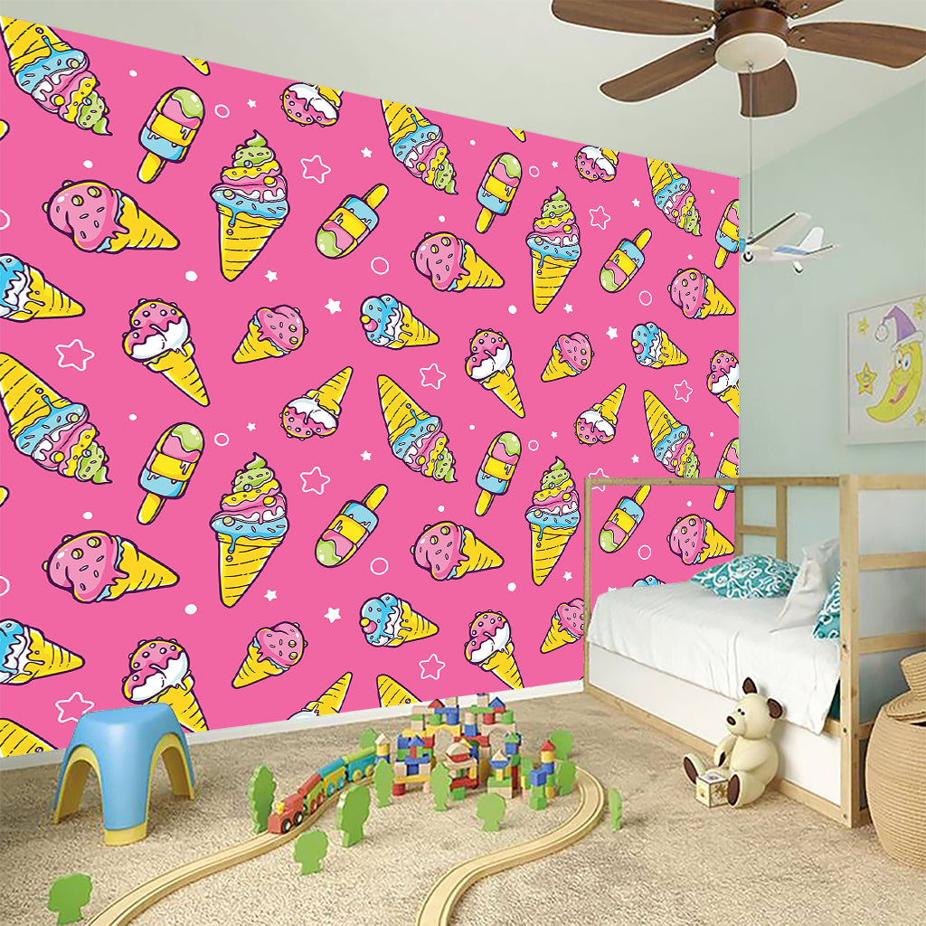 Cute Ice Cream Pattern Print Wall Sticker