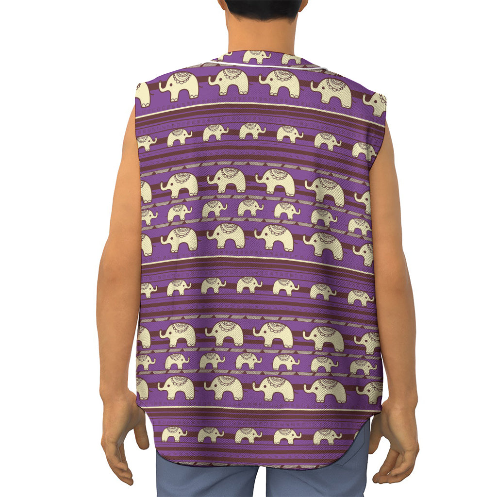 Cute Indian Tribal Elephant Print Sleeveless Baseball Jersey