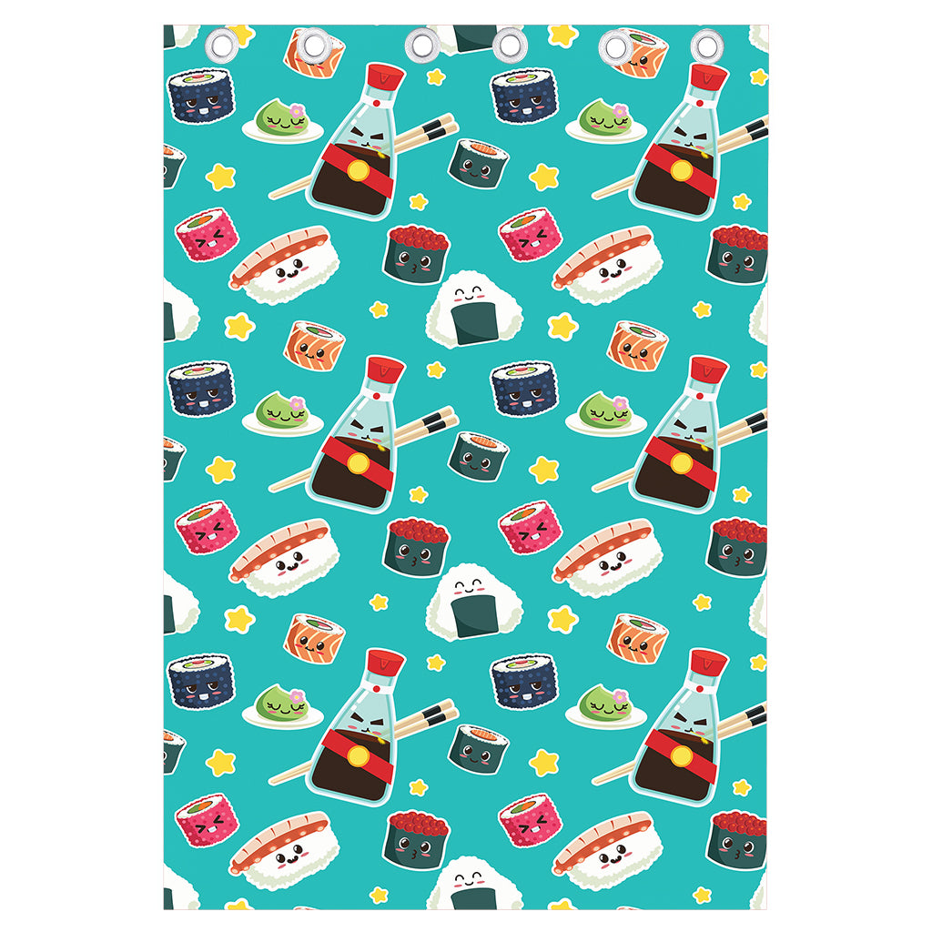 Cute Japanese Sushi Pattern Print Curtain