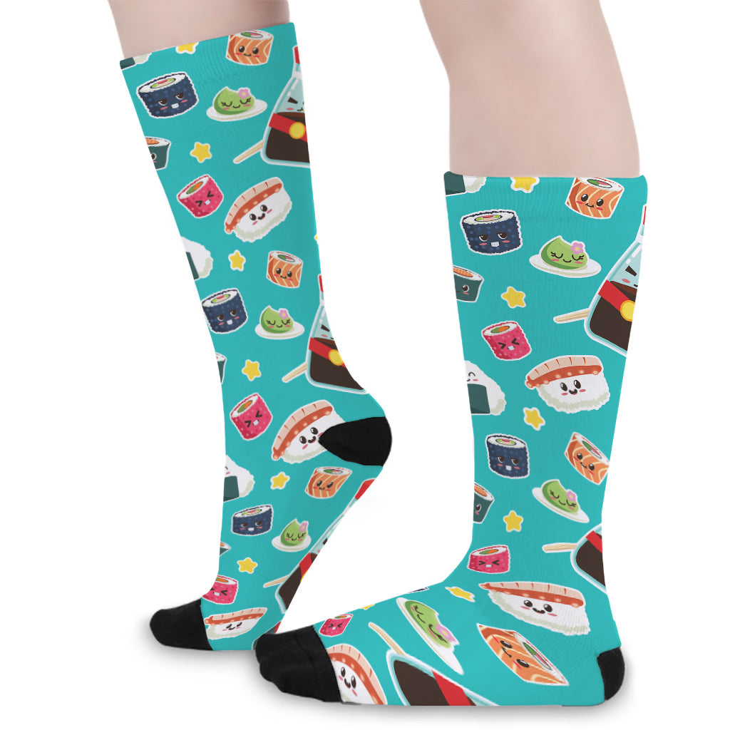 Cute Japanese Sushi Pattern Print Long Socks