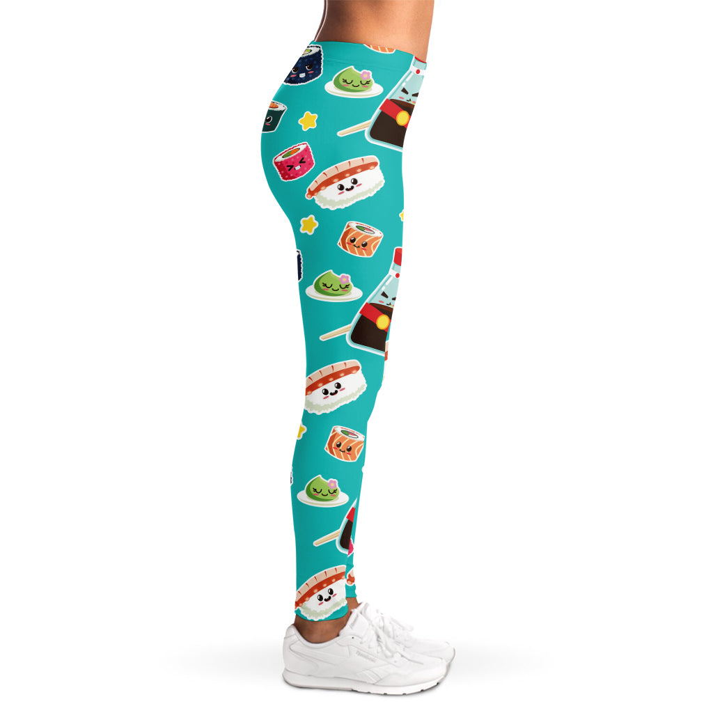 Cute Japanese Sushi Pattern Print Women's Leggings