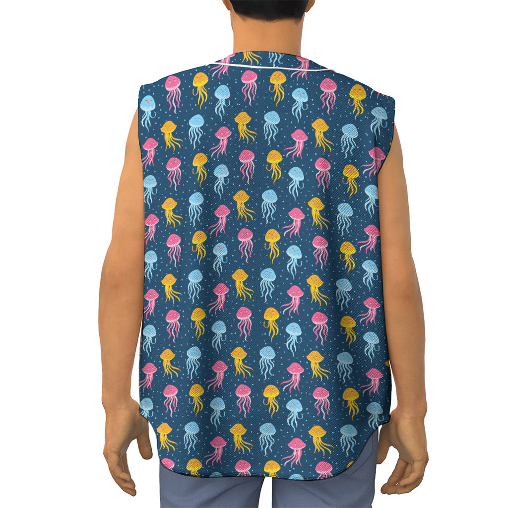 Cute Jellyfish Pattern Print Sleeveless Baseball Jersey