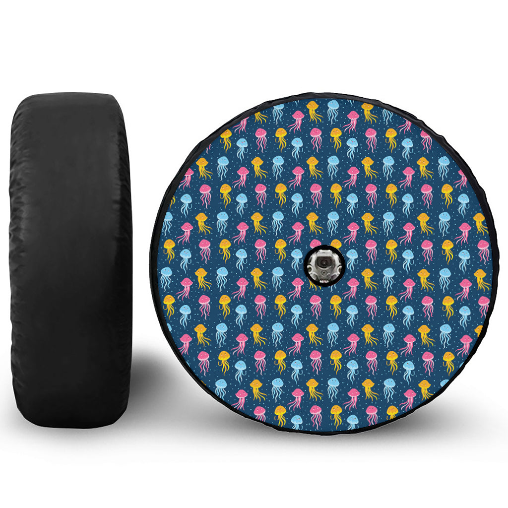 Cute Jellyfish Pattern Print Tire Cover With Camera Hole