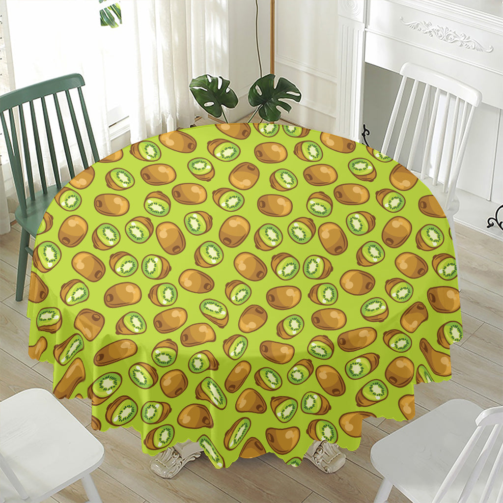 Cute Kiwi Pattern Print Waterproof Round Tablecloth