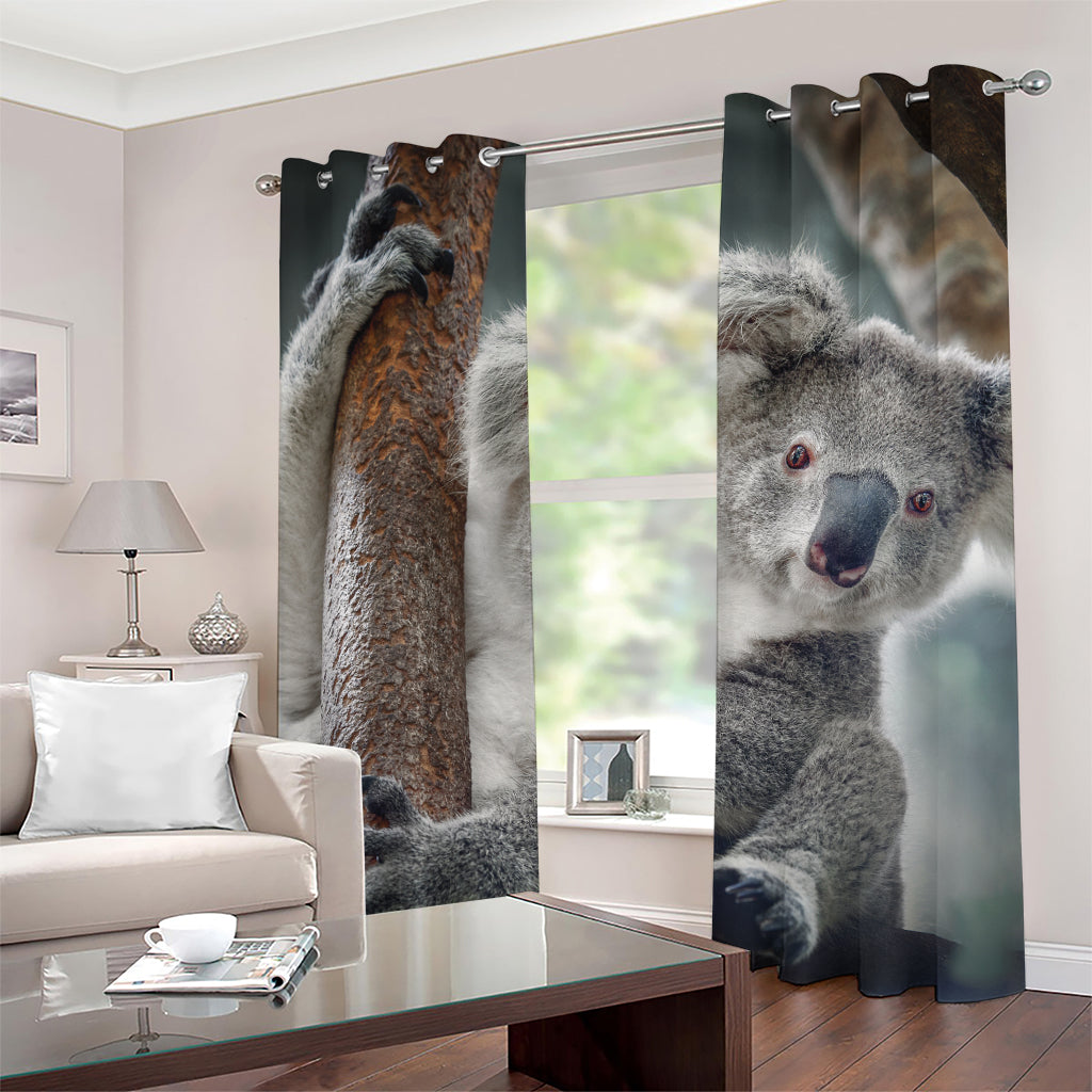 Cute Koala Print Grommet Curtains