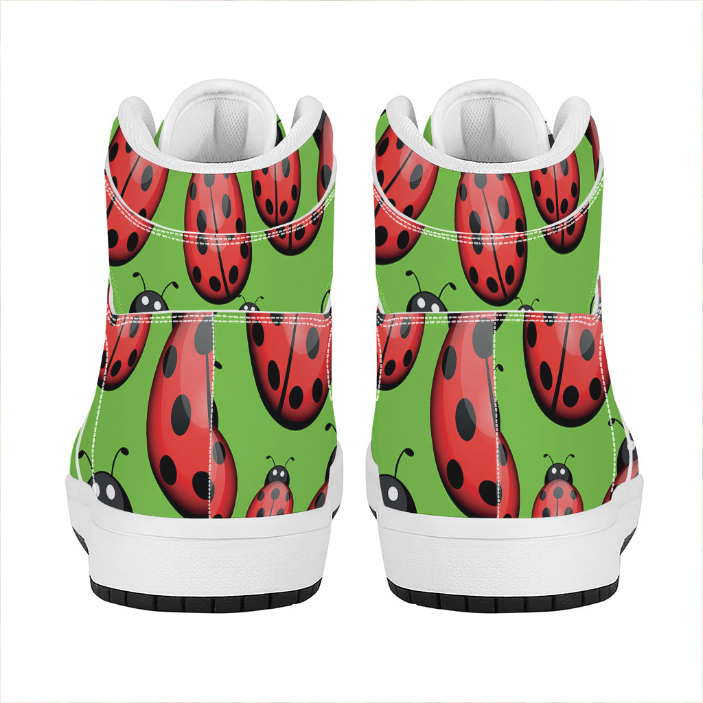 Cute Ladybug Pattern Print High Top Leather Sneakers