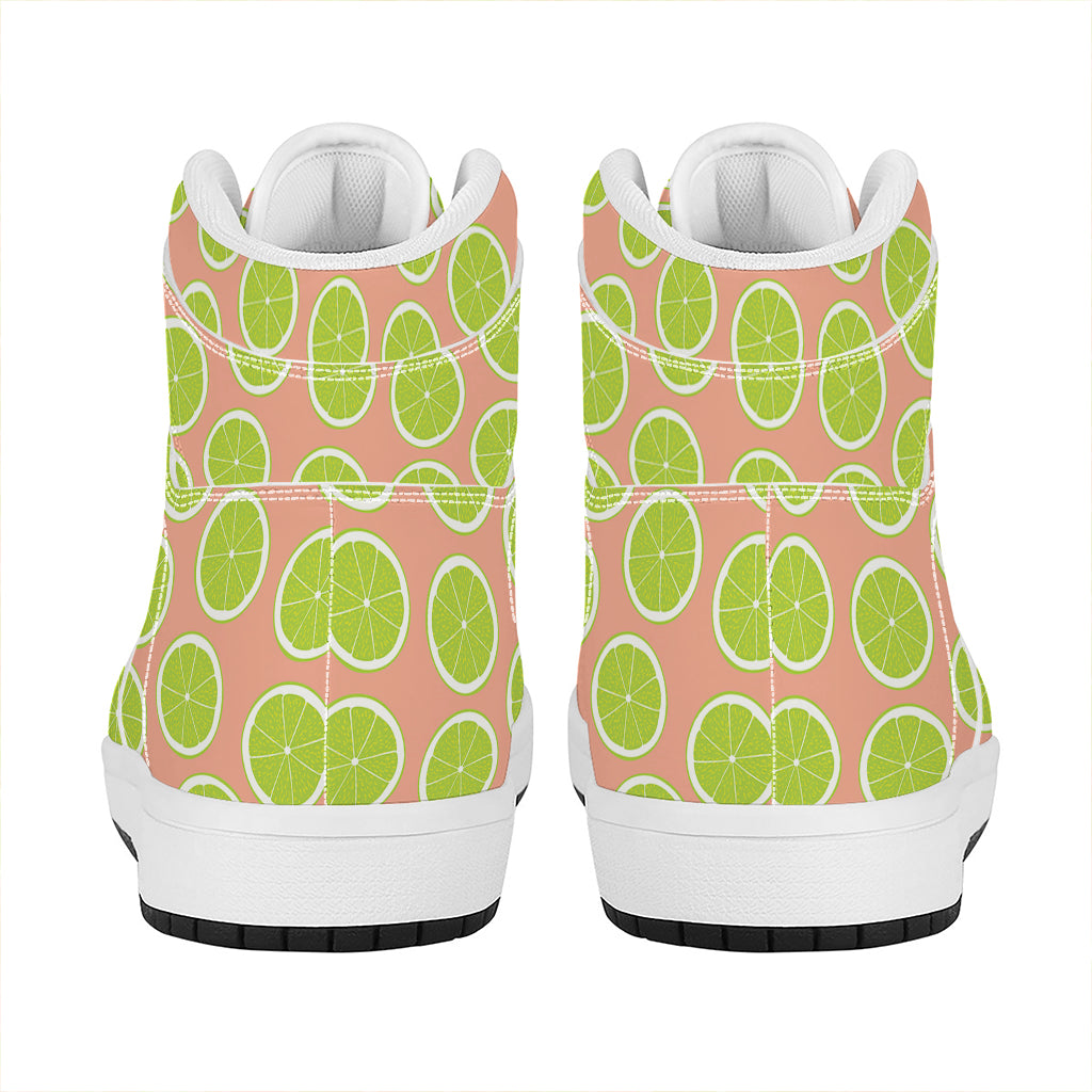 Cute Lime Pattern Print High Top Leather Sneakers