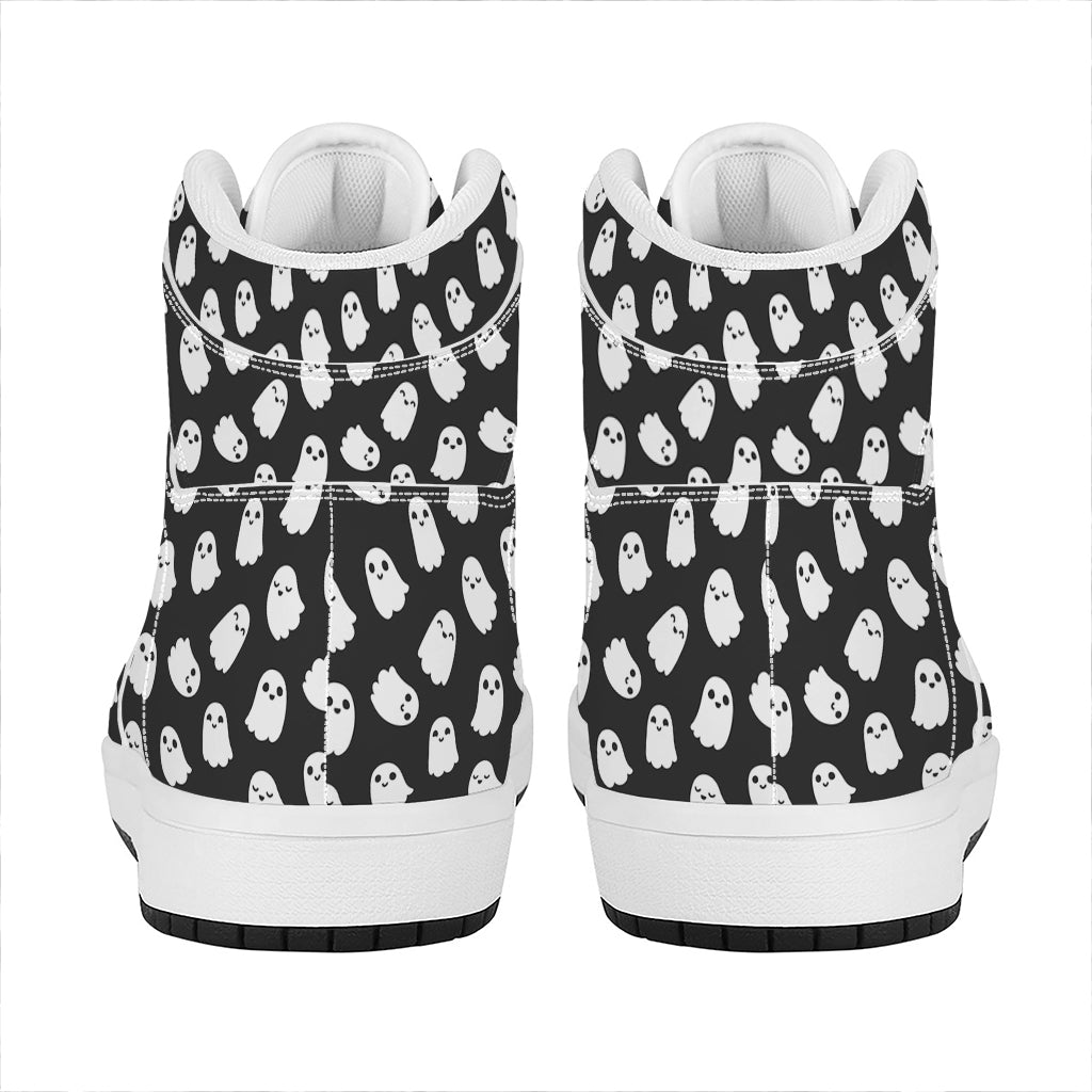 Cute Little Ghost Pattern Print High Top Leather Sneakers