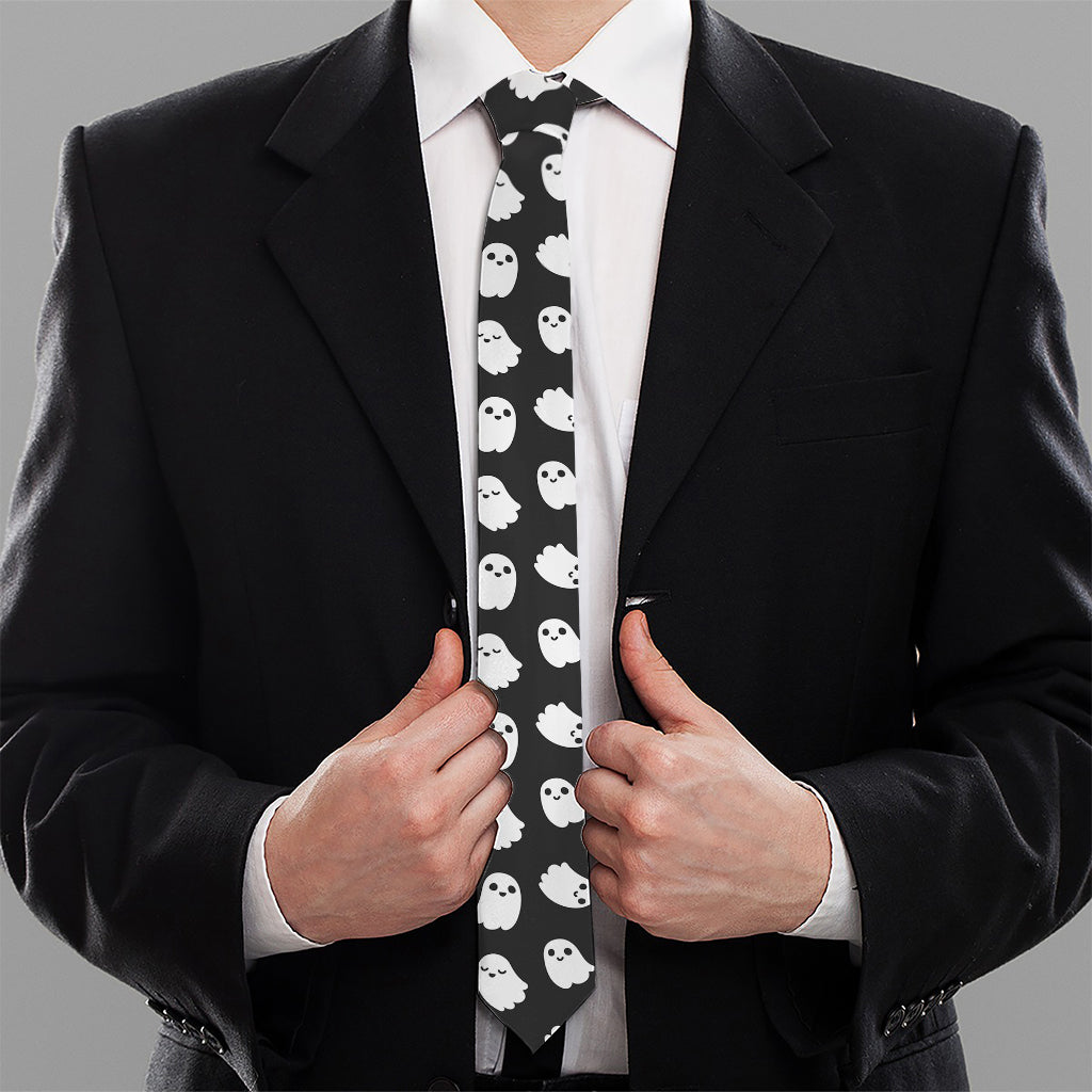Cute Little Ghost Pattern Print Necktie