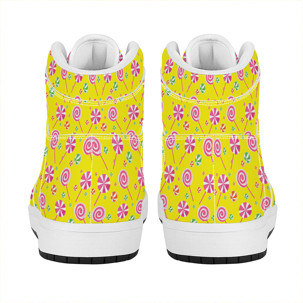 Cute Lollipop Pattern Print High Top Leather Sneakers