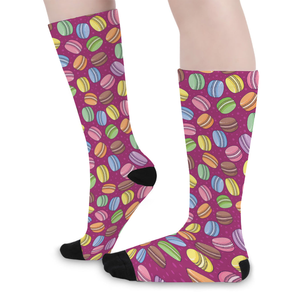Cute Macaron Pattern Print Long Socks