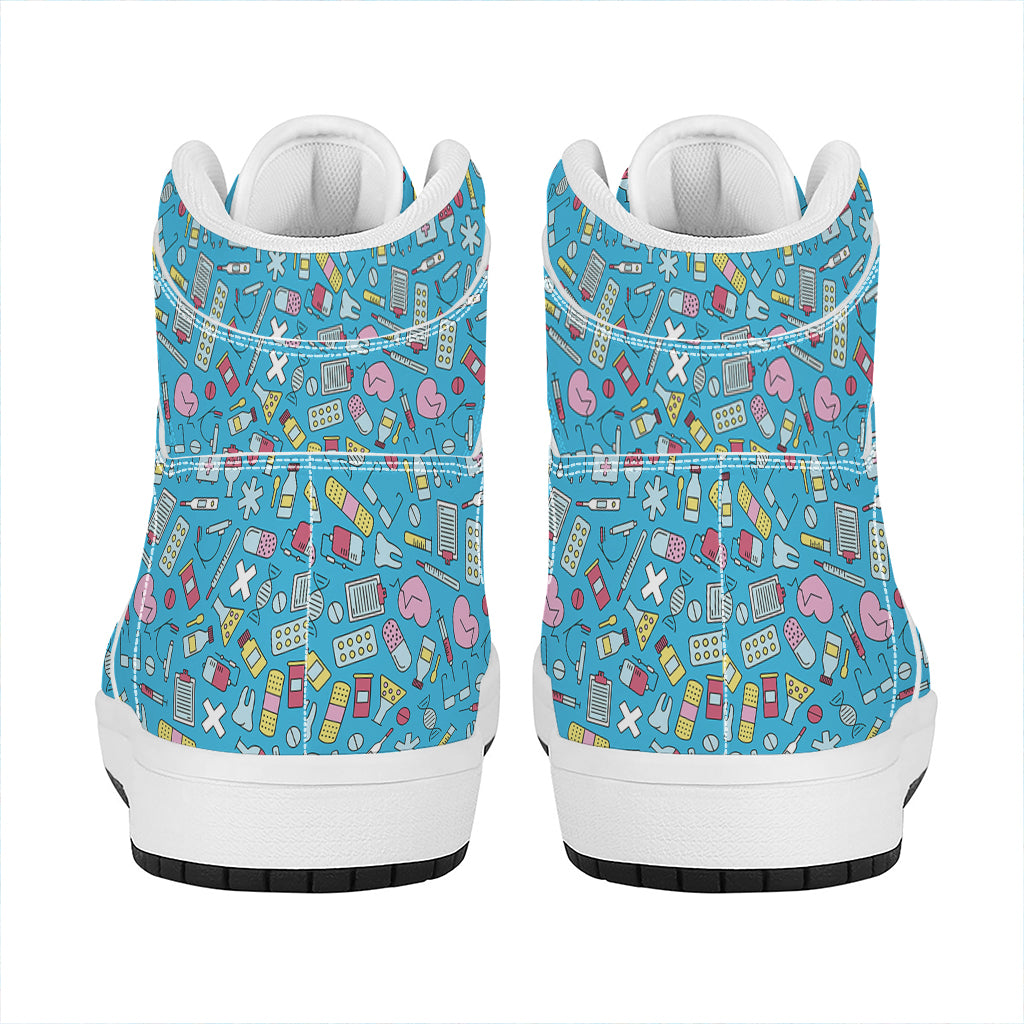 Cute Medical Pattern Print High Top Leather Sneakers
