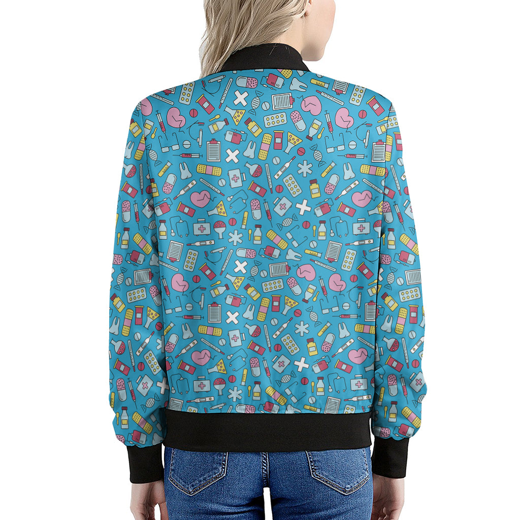 Cute Medical Pattern Print Women's Bomber Jacket
