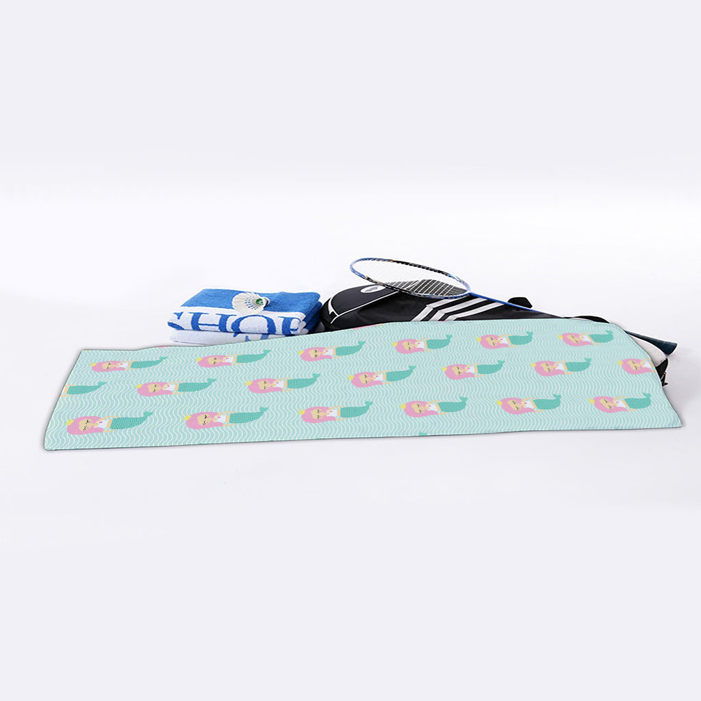 Cute Mermaid Pattern Print Sports Towel