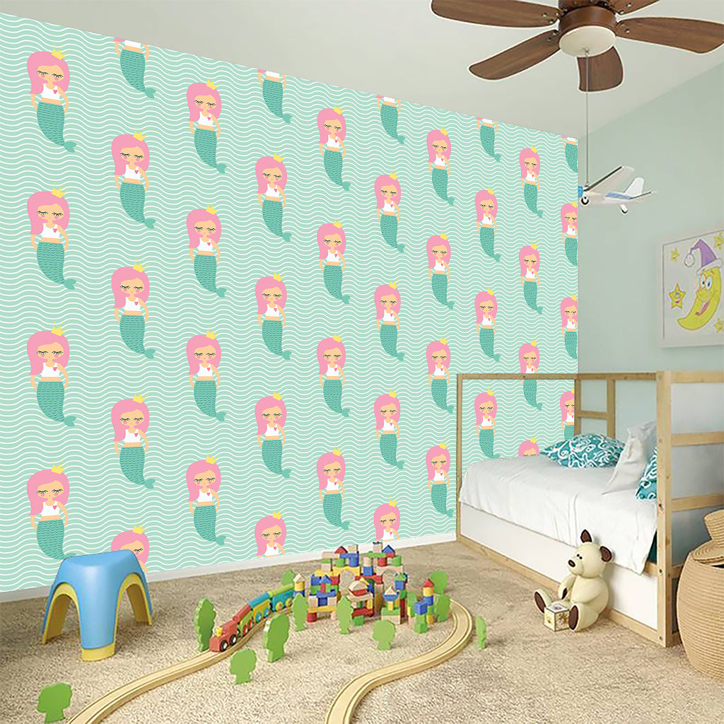 Cute Mermaid Pattern Print Wall Sticker