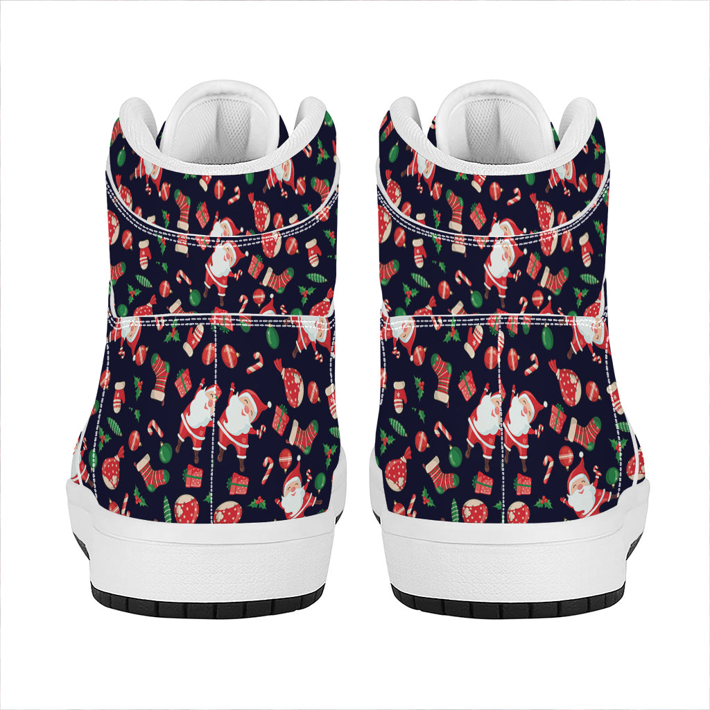 Cute Merry Christmas Pattern Print High Top Leather Sneakers