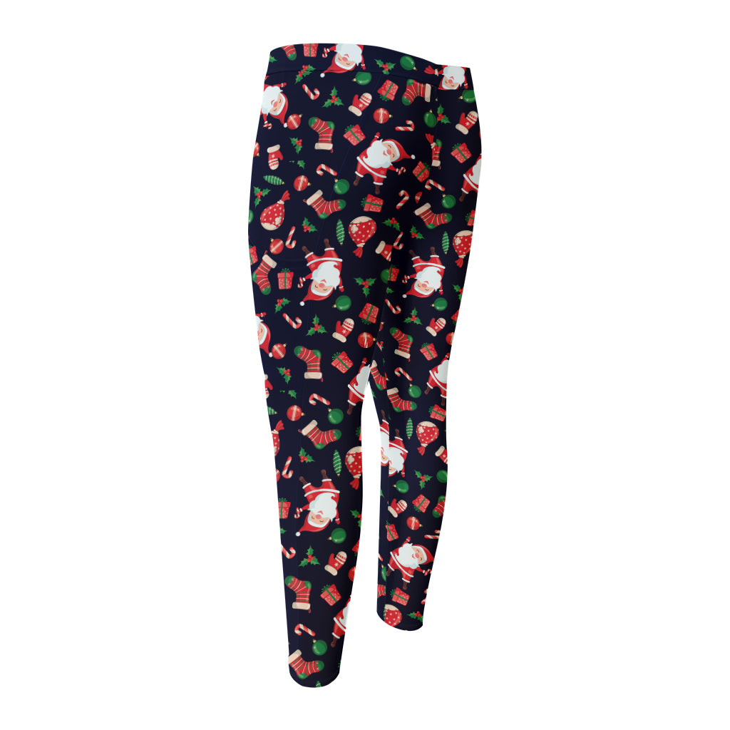Cute Merry Christmas Pattern Print Men's Compression Pants