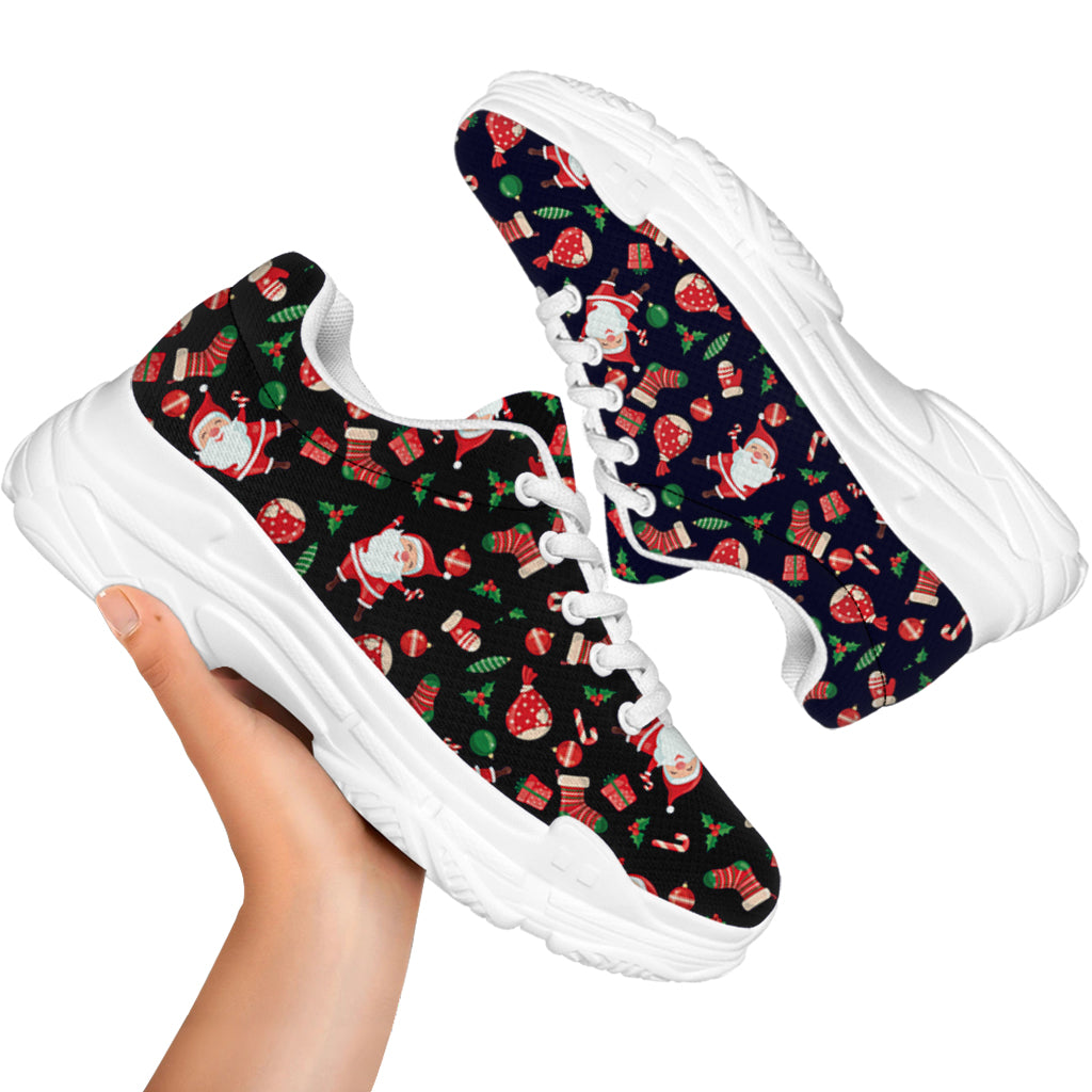 Cute Merry Christmas Pattern Print White Chunky Shoes