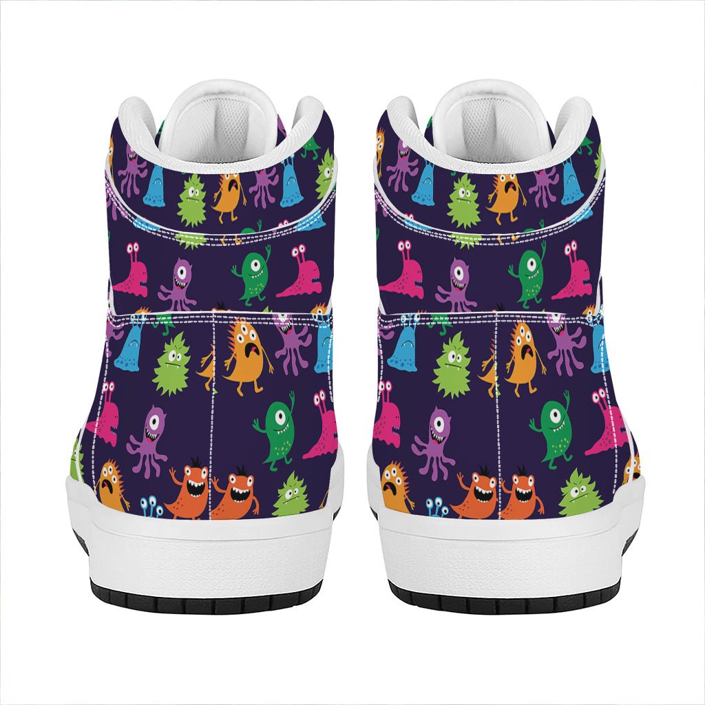 Cute Monster Pattern Print High Top Leather Sneakers