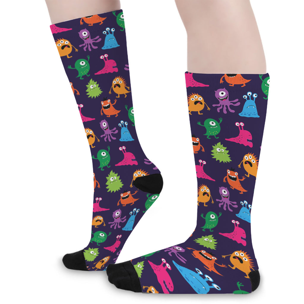 Cute Monster Pattern Print Long Socks