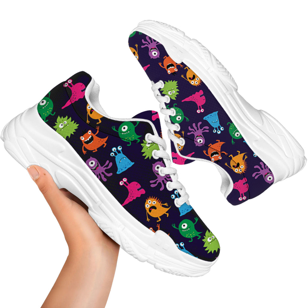 Cute Monster Pattern Print White Chunky Shoes