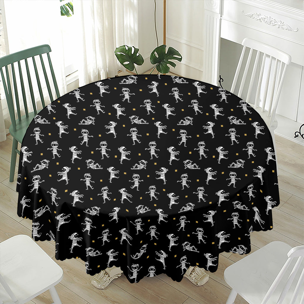 Cute Mummy Pattern Print Waterproof Round Tablecloth