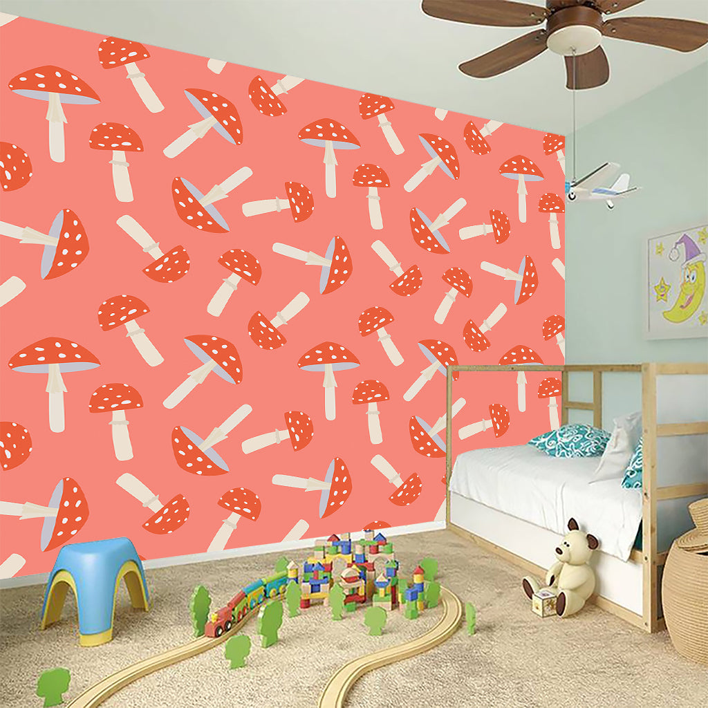 Cute Mushroom Pattern Print Wall Sticker