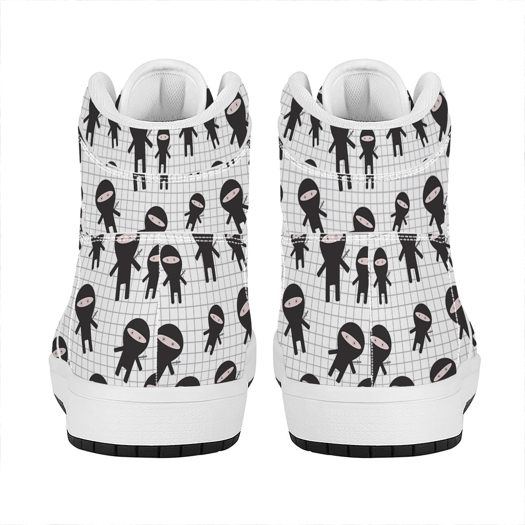 Cute Ninja Pattern Print High Top Leather Sneakers