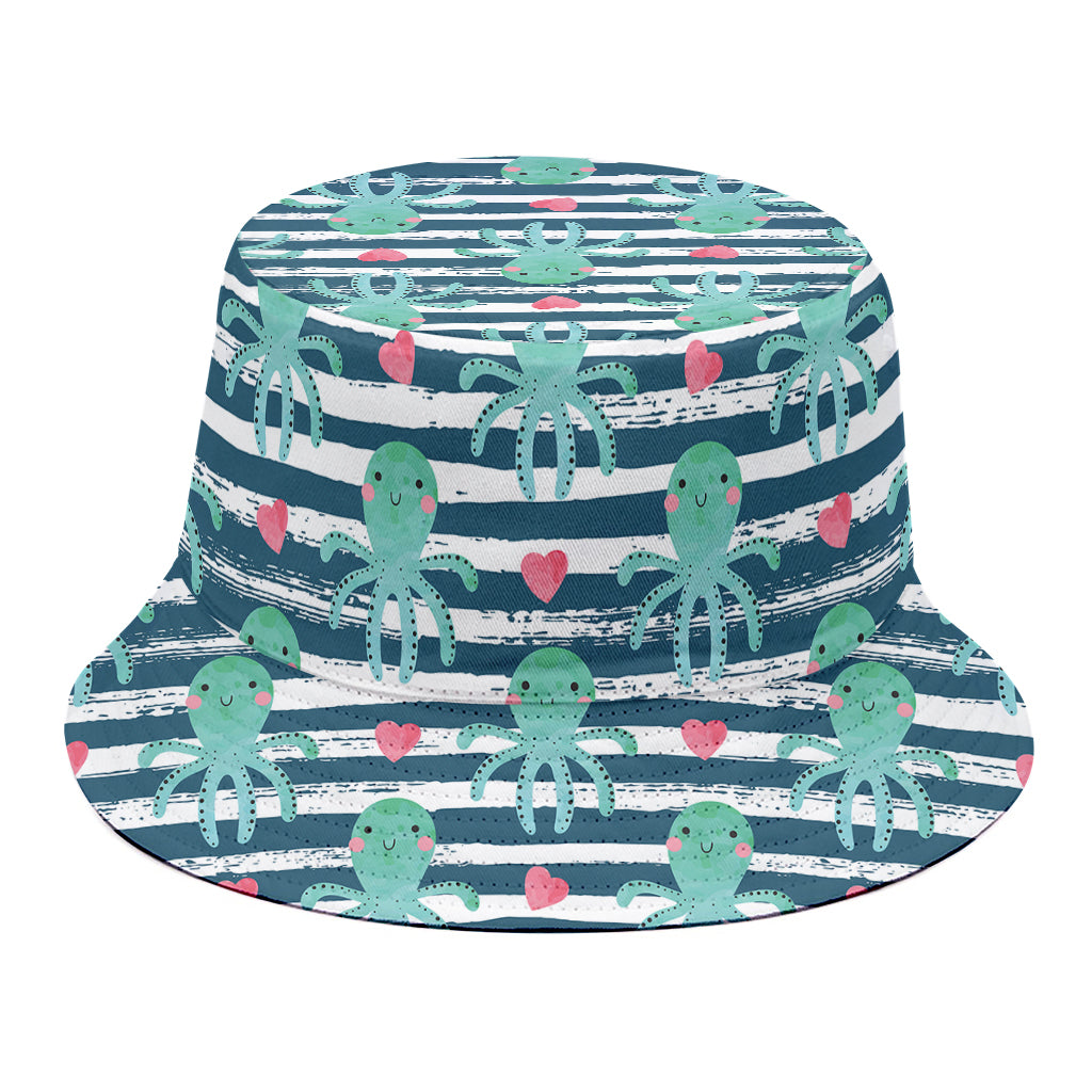 Cute Octopus Pattern Print Bucket Hat