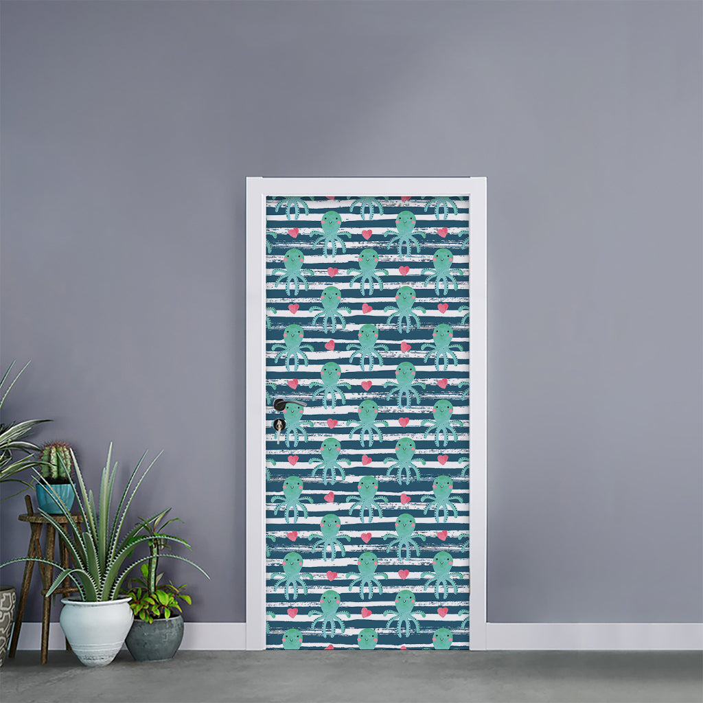 Cute Octopus Pattern Print Door Sticker