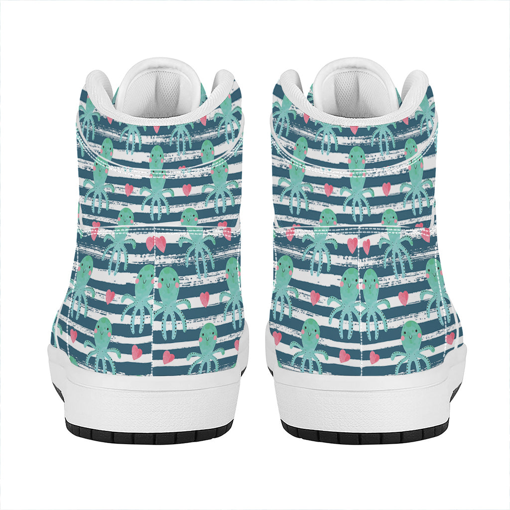 Cute Octopus Pattern Print High Top Leather Sneakers