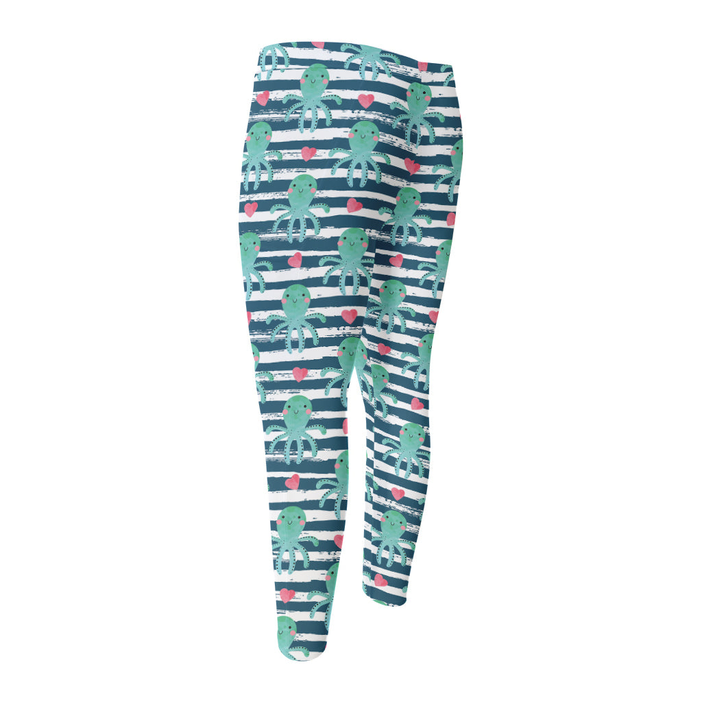 Cute Octopus Pattern Print Men's Compression Pants