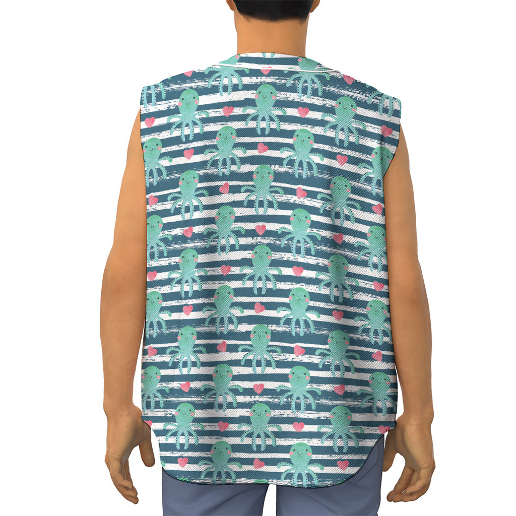 Cute Octopus Pattern Print Sleeveless Baseball Jersey