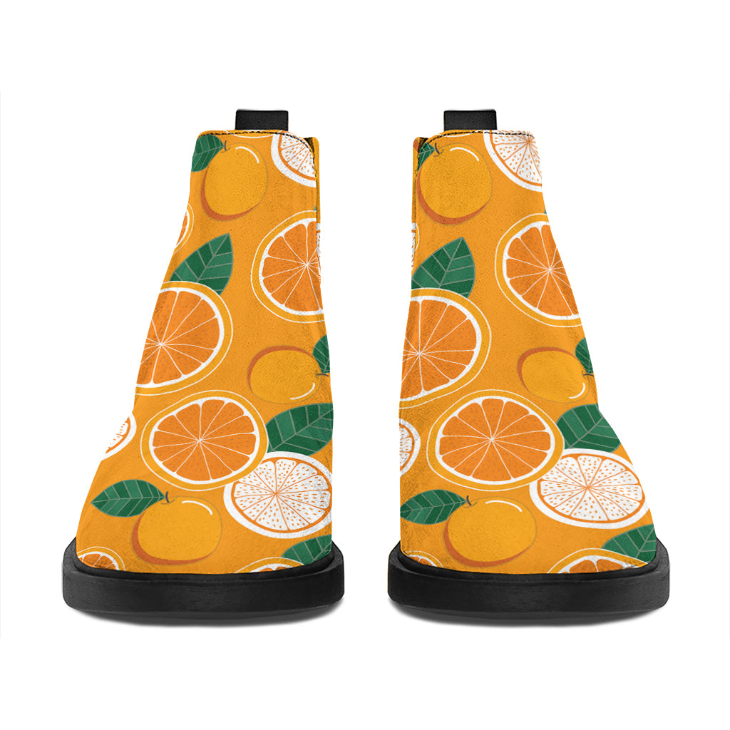 Cute Orange Fruit Pattern Print Flat Ankle Boots