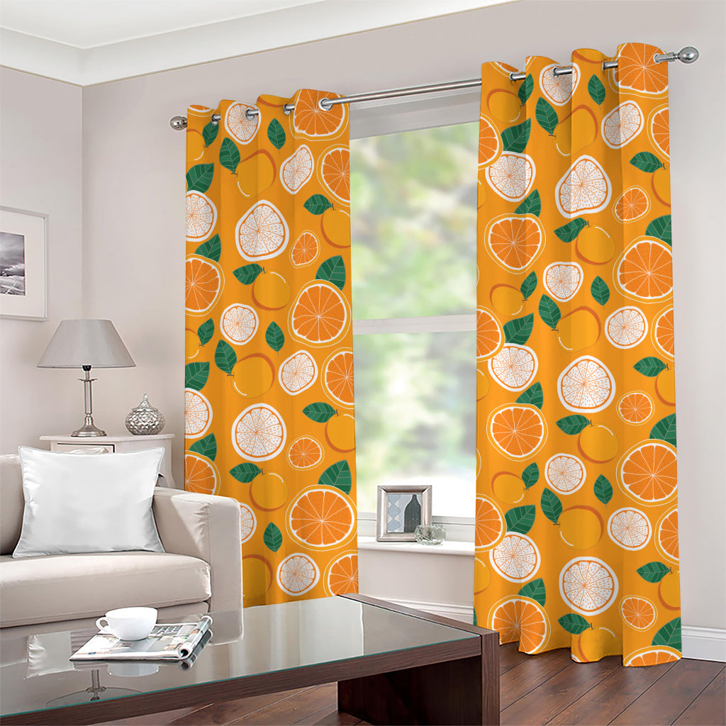 Cute Orange Fruit Pattern Print Grommet Curtains