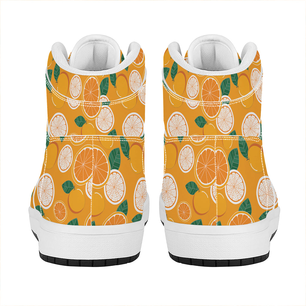 Cute Orange Fruit Pattern Print High Top Leather Sneakers