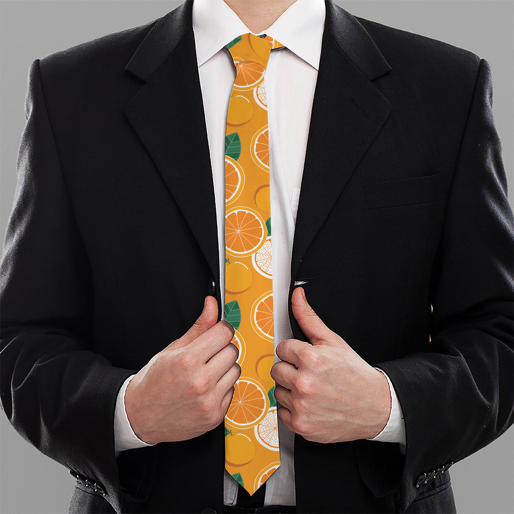Cute Orange Fruit Pattern Print Necktie