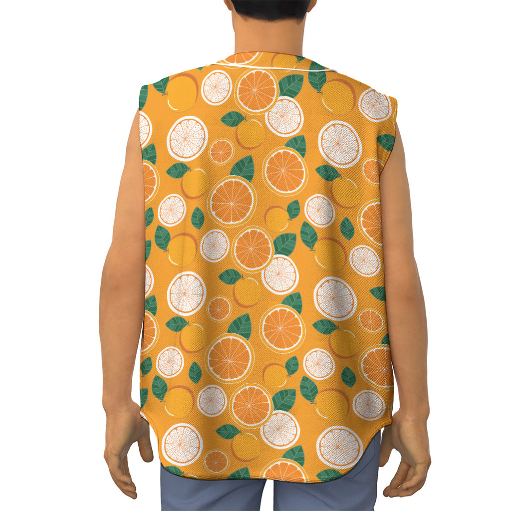 Cute Orange Fruit Pattern Print Sleeveless Baseball Jersey