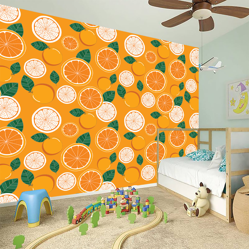 Cute Orange Fruit Pattern Print Wall Sticker
