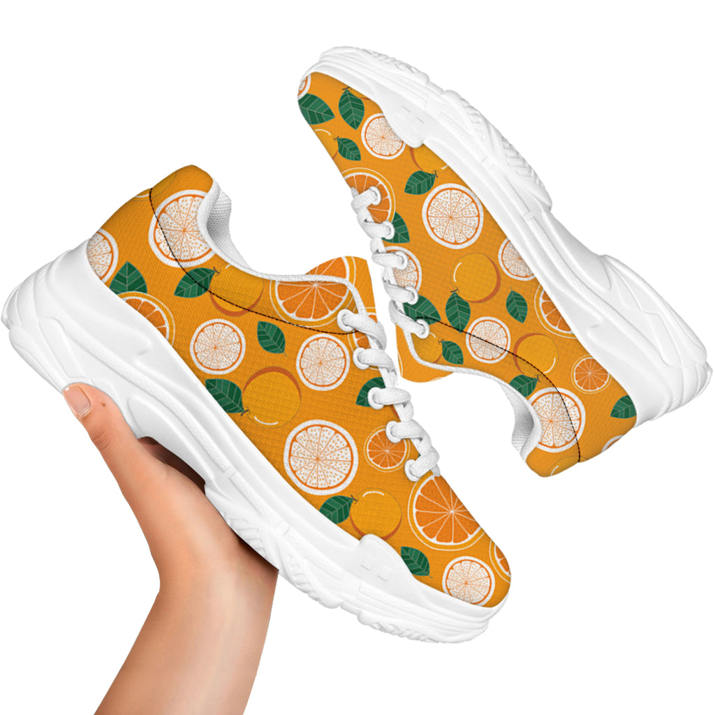 Cute Orange Fruit Pattern Print White Chunky Shoes