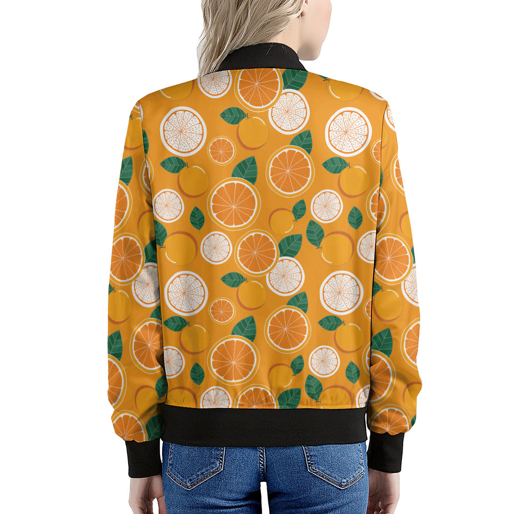 Cute Orange Fruit Pattern Print Women's Bomber Jacket