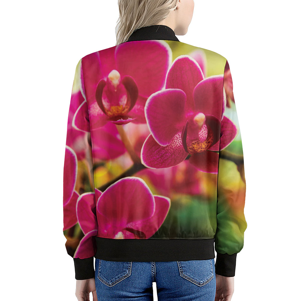 Cute Orchid Print Women's Bomber Jacket