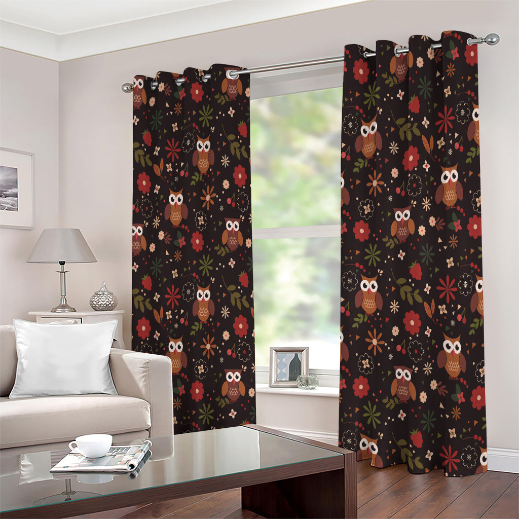 Cute Owl Print Extra Wide Grommet Curtains